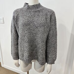 Blarney Woolen Mills Aran Womens Medium Sweater 100% Merino Wool Marled Gray